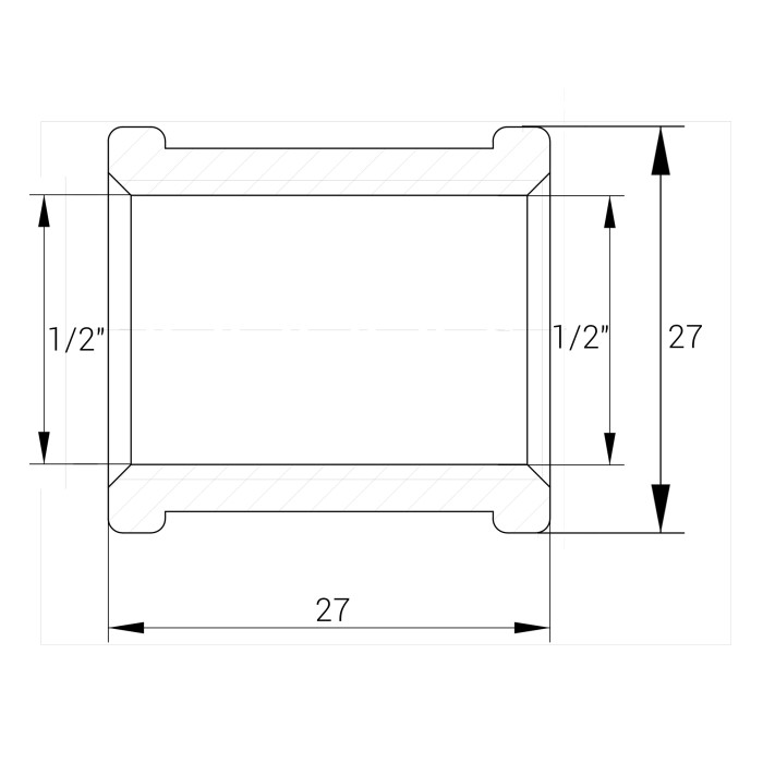 Муфта 1/2″ВВ нікельована NM331L OPTIMUM Муфта 1/2″ВВ нікельована NM331L OPTIMUM