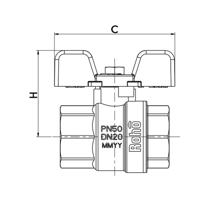 Кран кульовий Roho R100-050 - 1/2" (RO0077) Кран кульовий Roho R100-050 - 1/2" (RO0077)