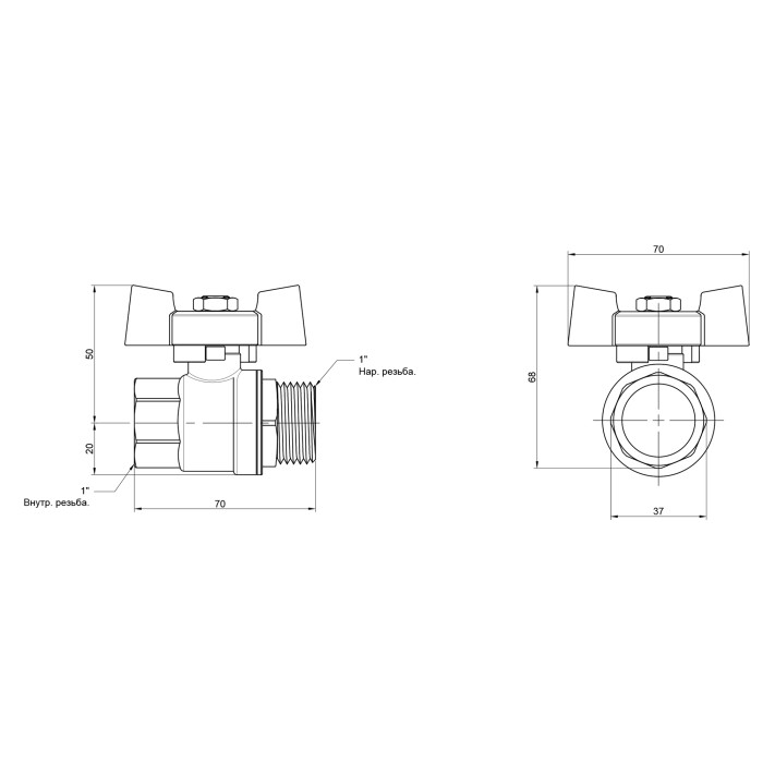 Кран кульовий Thermo Alliance Standart 1" ВЗ для води (метелик) SD607NW25PN40 Кран кульовий Thermo Alliance Standart 1" ВЗ для води (метелик) SD607NW25PN40