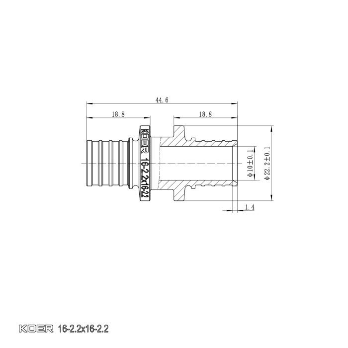Муфта з'єднувальна рівнопрохідна Koer KA.С16 - 16(2.2mm) x 16(2.2mm) (KR4855) Муфта з'єднувальна рівнопрохідна Koer KA.С16 - 16(2.2mm) x 16(2.2mm) (KR4855)