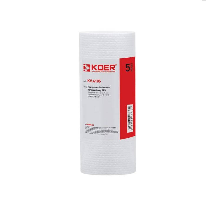 Картридж поліпропіленовий BB10 Koer KV.4105 PP5 4,5"x10" (KR4777) Картридж поліпропіленовий BB10 Koer KV.4105 PP5 4,5"x10" (KR4777)