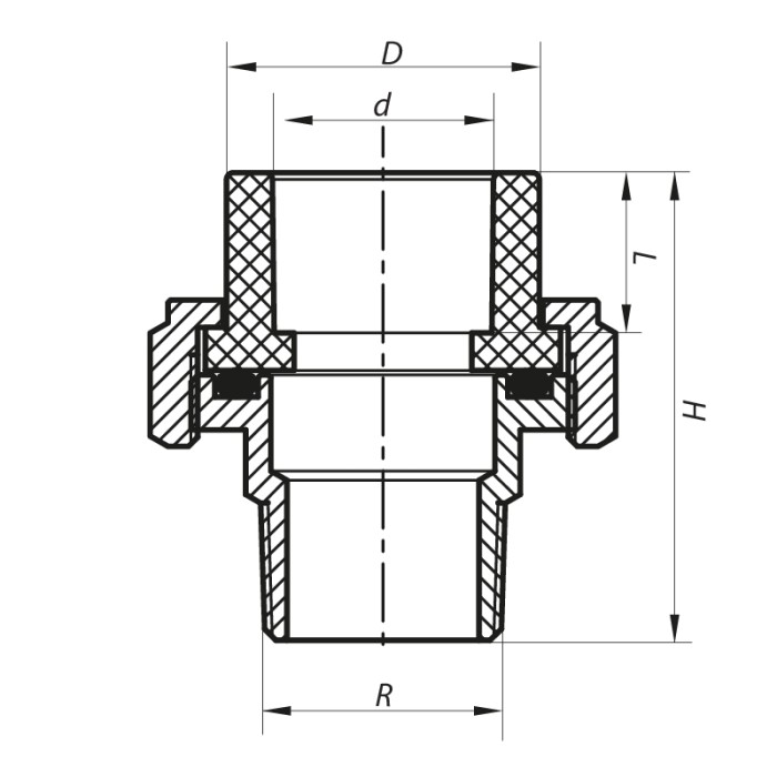 Згін-американка ЗР 40x1.1 / 4M PPR Koer K0138.PRO (KP0174) Згін-американка ЗР 40x1.1 / 4M PPR Koer K0138.PRO (KP0174)