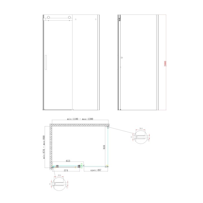 Бічна стінка до кабіни Koer SR SW01-90x200-TR-07 прозоре скло Easy Clean 8мм, графіт (KR5382) Бічна стінка до кабіни Koer SR SW01-90x200-TR-07 прозоре скло Easy Clean 8мм, графіт (KR5382)
