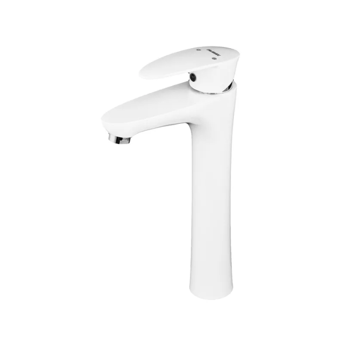 Змішувач для умивальника Plamix Cezar-001 HIGH SET White (з підведенням) (PM0663) Змішувач для умивальника Plamix Cezar-001 HIGH SET White (з підведенням) (PM0663)