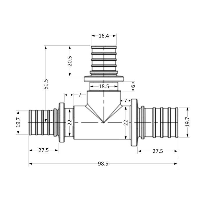 Трійник натяжний Icma №1039 d25х20х25 851039GXGWGX05 Трійник натяжний Icma №1039 d25х20х25 851039GXGWGX05
