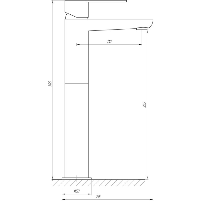 Змішувач для умивальника TOPAZ BARTS TB 07203-H36 високий H-305мм ,на гайці,шланги TAQ-M1055,D35 Змішувач для умивальника TOPAZ BARTS TB 07203-H36 високий H-305мм ,на гайці,шланги TAQ-M1055,D35