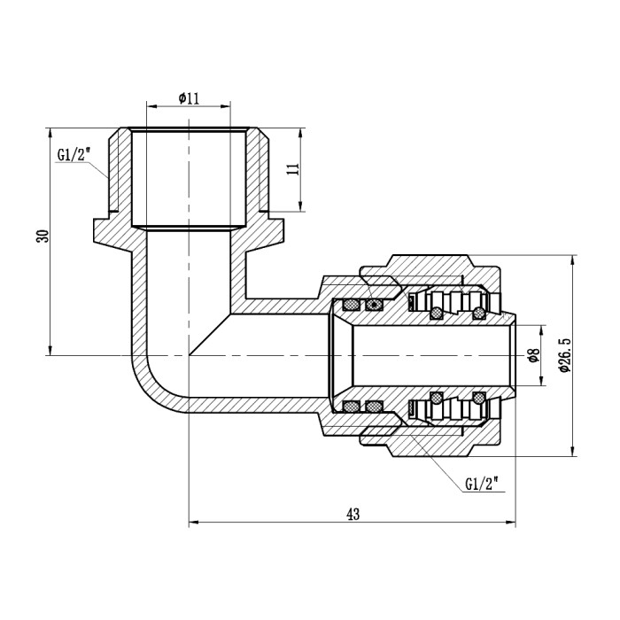 Кут обтискний Thermo Alliance Forte 16х1/2" ЗР SF175W1615 Кут обтискний Thermo Alliance Forte 16х1/2" ЗР SF175W1615