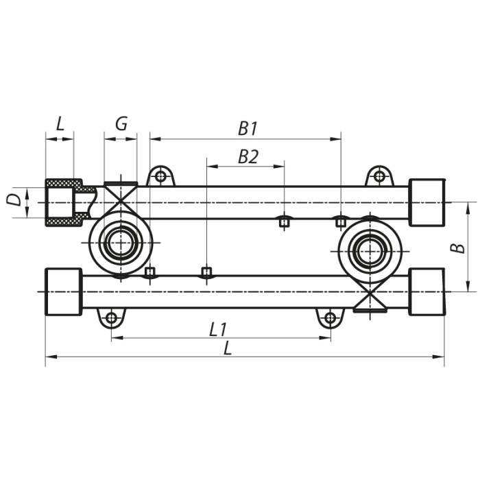Планка монтажна прохідна 20x1 / 2F Koer K0128.PRO (KP0154) Планка монтажна прохідна 20x1 / 2F Koer K0128.PRO (KP0154)