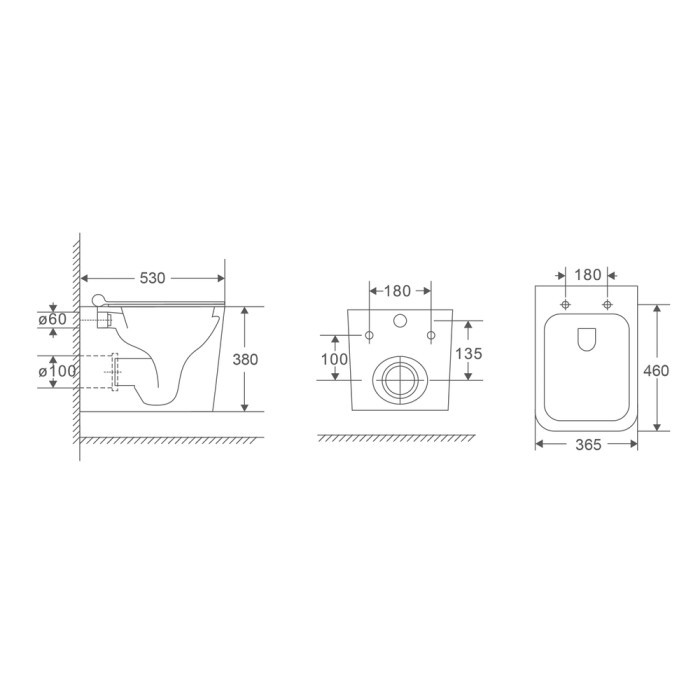 Унітаз підвісний Mixxus Premium Quadro-0302-R 530x360x365mm, система змиву Rimless (MP6454) Унітаз підвісний Mixxus Premium Quadro-0302-R 530x360x365mm, система змиву Rimless (MP6454)
