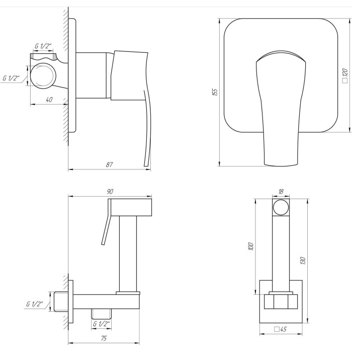Змішувач гігієнічний Globus Lux Queensland GLQU-0110-Q Змішувач гігієнічний Globus Lux Queensland GLQU-0110-Q