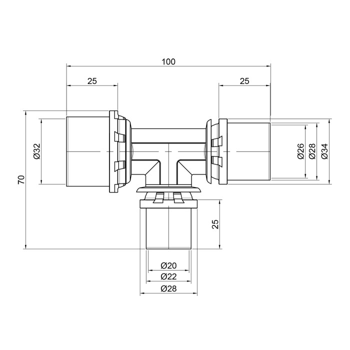 Трійник прес Icma 26х20х32 №406 Трійник прес Icma 26х20х32 №406