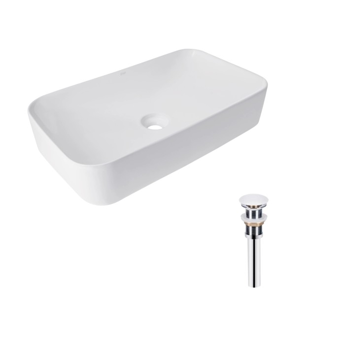 Комплект Qtap Tern: Раковина накладна прамокутна 610x350x135 мм WHITE + Донний клапан PU02 Комплект Qtap Tern: Раковина накладна прамокутна 610x350x135 мм WHITE + Донний клапан PU02