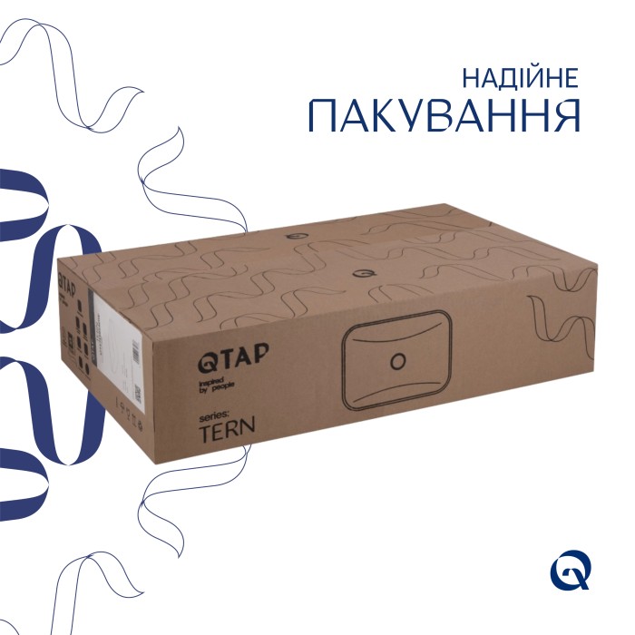 Комплект Qtap Tern: Раковина накладна прамокутна 610x350x135 мм WHITE + Донний клапан PU02 Комплект Qtap Tern: Раковина накладна прамокутна 610x350x135 мм WHITE + Донний клапан PU02