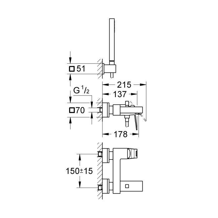Змішувач для ванни Grohe Eurocube (23141000) Змішувач для ванни Grohe Eurocube (23141000)