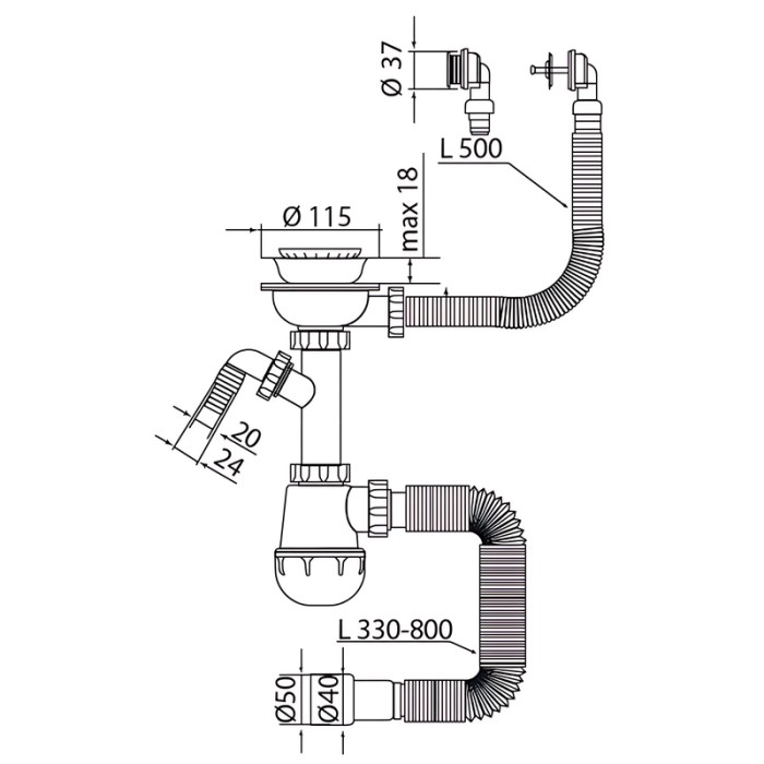 Сифон для кухні Mixxus SK-07-B 3 1/2 Сифон для кухні Mixxus SK-07-B 3 1/2