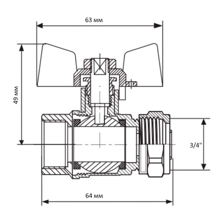 Кран кульовий Koer Wing 20x3/4F (KR.352) (LL1660) Кран кульовий Koer Wing 20x3/4F (KR.352) (LL1660)