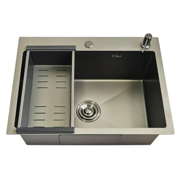 ID 5050-MGR мийка одинар.500x500x215мм, (3.0/0.8мм), сифон, дозатор, кошик,PVD GRAPHITE matte {1/1}