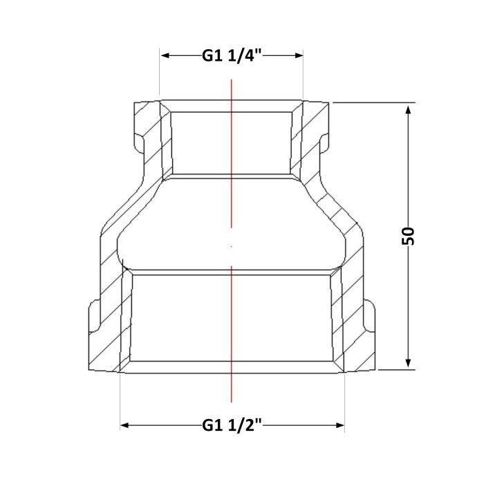 Муфта чавунна 1" 1/2х1" 1/4 ВР Муфта чавунна 1" 1/2х1" 1/4 ВР