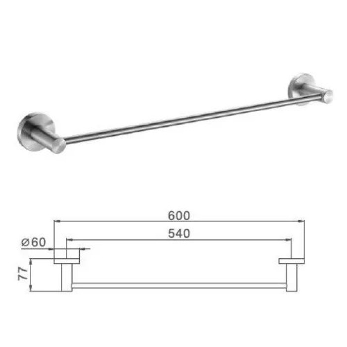 Рушникотримач Frap F30101, 600 мм, нержавіюча сталь Рушникотримач Frap F30101, 600 мм, нержавіюча сталь