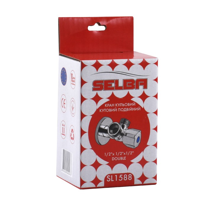 Кран кульовий кутовий подвійний SELBA 1/2″х 1/2″х1/2″ DOUBLE (SL1588) Кран кульовий кутовий подвійний SELBA 1/2″х 1/2″х1/2″ DOUBLE (SL1588)