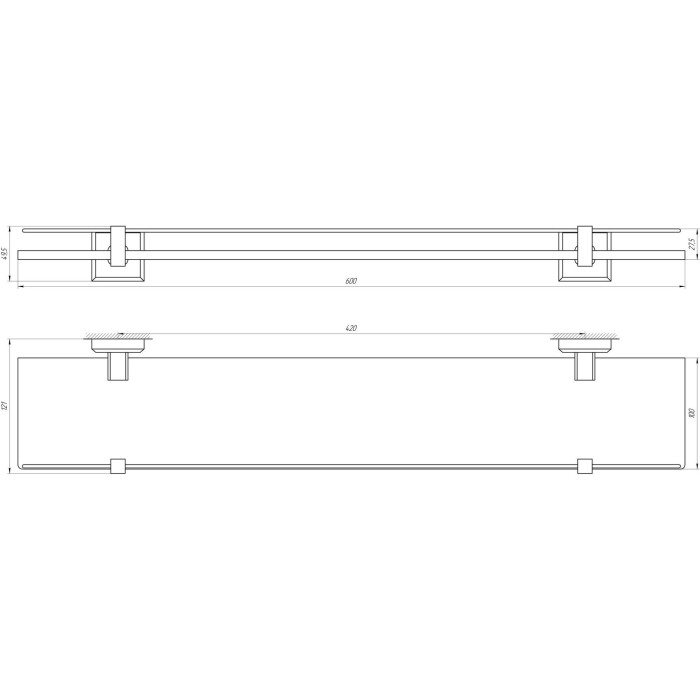 Полиця TOPAZ TKB 9927 скло с бортиком Полиця TOPAZ TKB 9927 скло с бортиком