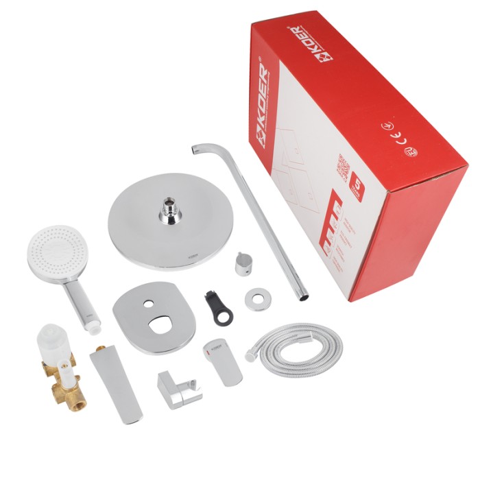 Вбудована душова система із змішувачем Koer KB-64008-01 (Колір хром) (KR3476)