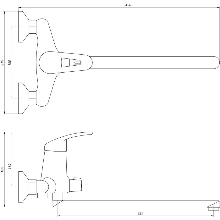 Змішувач для ванни Globus Lux Caprice GLCA-0208 Змішувач для ванни Globus Lux Caprice GLCA-0208
