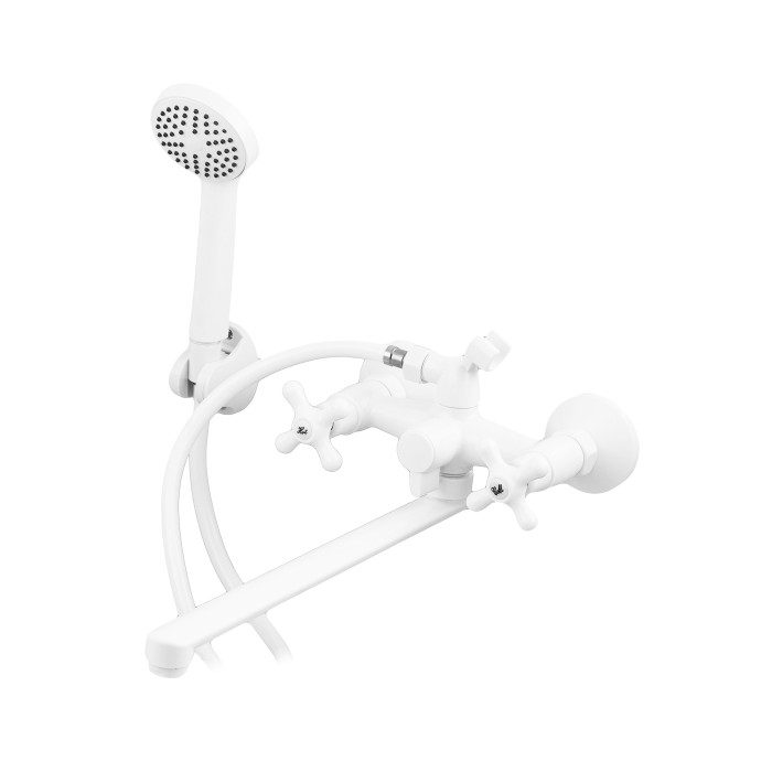 Змішувач для ванни Plamix Pablo -140 EURO SET White (з шлангом та лійкою) (PM0670) Змішувач для ванни Plamix Pablo -140 EURO SET White (з шлангом та лійкою) (PM0670)