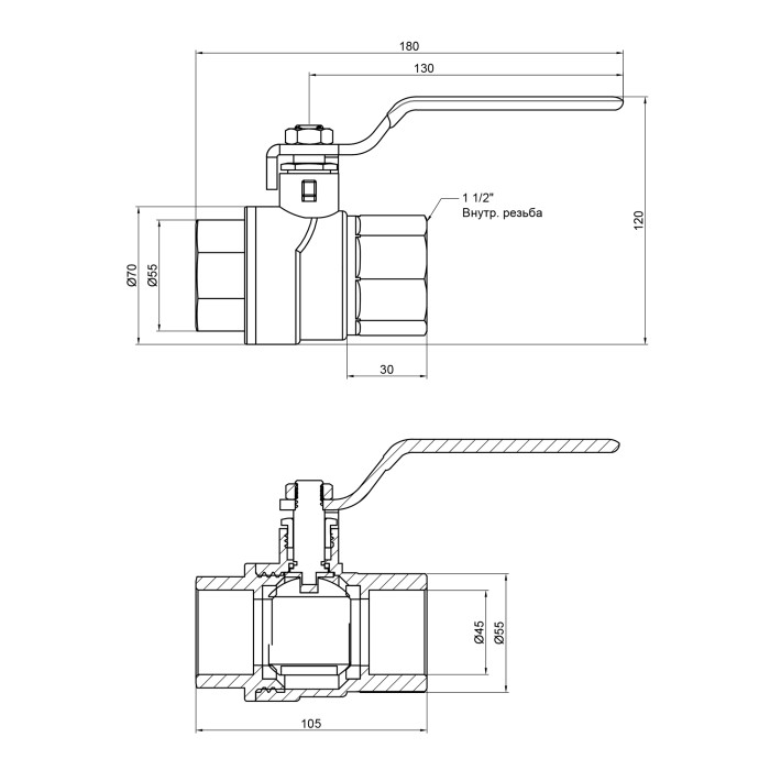 Кран кульовий Thermo Alliance Forte 1 1/2" ВР для води (ручка) SF600W40 Кран кульовий Thermo Alliance Forte 1 1/2" ВР для води (ручка) SF600W40