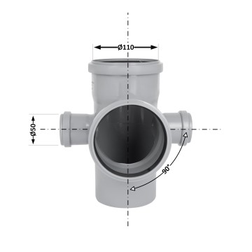 Хрестовина каналізаційна TA Sewage 110х50 90°