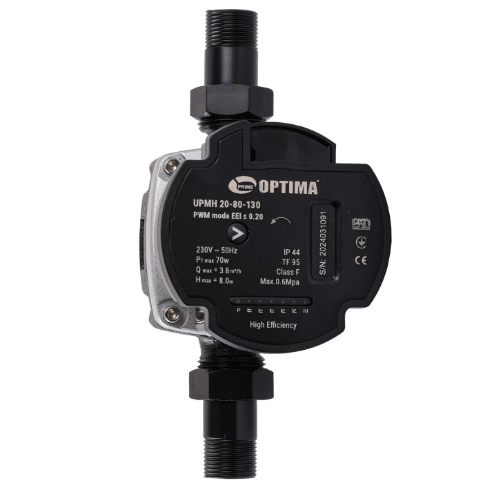 Насос циркуляційний енергоощадний Optima PRIME UPMH 20-80AUTO 130мм + гайки Насос циркуляційний енергоощадний Optima PRIME UPMH 20-80AUTO 130мм + гайки