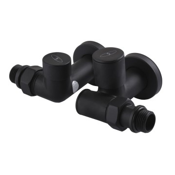 Набір Кран вентильний кутовий з американкою SOLOMON LUX 1/2″  7777  TEN (2шт.) BLACK  (1уп)