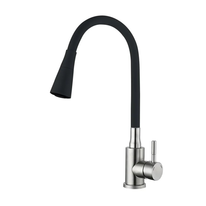 EKO4Y-01B кухня одноваж. силікон. вилив 2-х реж.нерж. сталь гайка Ø35 (black) {10/1} EKO4Y-01B кухня одноваж. силікон. вилив 2-х реж.нерж. сталь гайка Ø35 (black) {10/1}