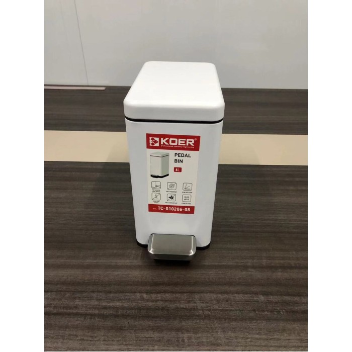 Відро для сміття з плавним закриттям прямокутне Koer TC-010206-08 6 л колір білий (KR5595) Відро для сміття з плавним закриттям прямокутне Koer TC-010206-08 6 л колір білий (KR5595)