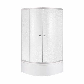 Душова кабіна Latwa SC80x80.SAT.HIGH.FR полукругла, скло Frost 4 мм + Душовий піддон KAPIELKA ST80x80x41, з панеллю Lidz