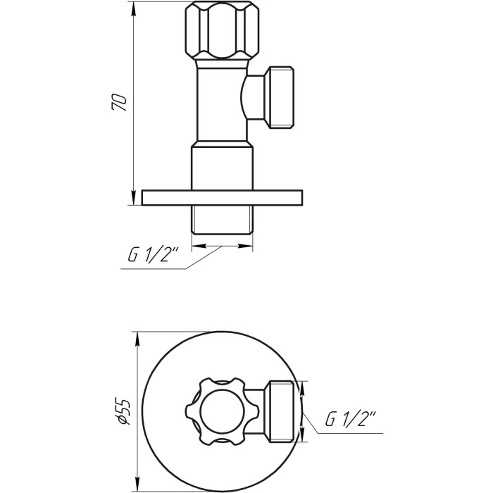 Кран вентильний кутовий SOLOMON 1/2″х 1/2″ 160403 Кран вентильний кутовий SOLOMON 1/2″х 1/2″ 160403