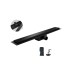 Душовий трап із нержавіючої сталі Koer FD08-70x500-GLASS Black 70x500мм зі склян. панеллю (KR5139)