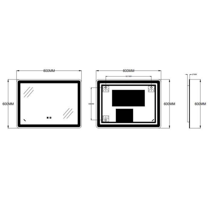 Дзеркало Zerix Mirra MR05-80x60-REVERSE з LED Touch, Anti-fog, димером, регулятором яскравості (ZX6056) Дзеркало Zerix Mirra MR05-80x60-REVERSE з LED Touch, Anti-fog, димером, регулятором яскравості (ZX6056)