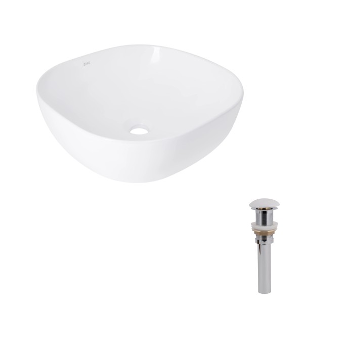 Комплект Qtap Kolibri: Раковина накладна 400x400x140 мм, White, квадратна + Донний клапан Pop-up PU02 Комплект Qtap Kolibri: Раковина накладна 400x400x140 мм, White, квадратна + Донний клапан Pop-up PU02