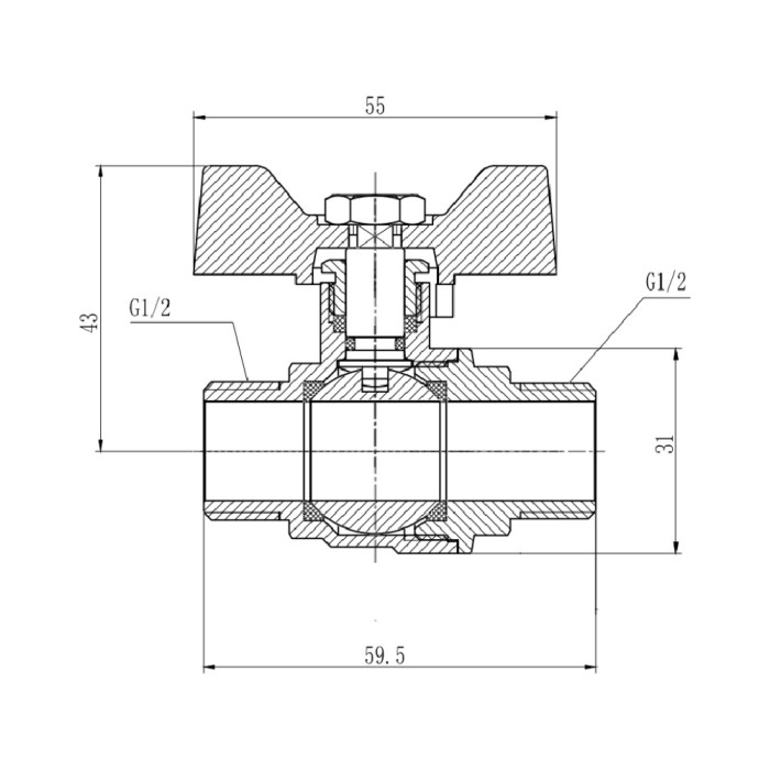 Кран кульовий Thermo Alliance Forte 1/2" ЗР для води (метелик) SF606W15 Кран кульовий Thermo Alliance Forte 1/2" ЗР для води (метелик) SF606W15