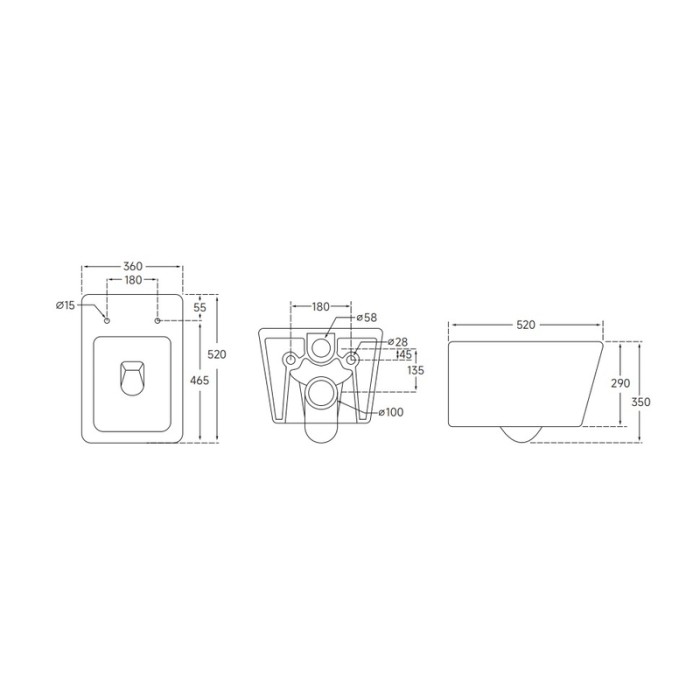 Унітаз підвісний Mixxus QUADRO-0304-R 520x360x365mm, система змиву RIMLESS (MI6707) Унітаз підвісний Mixxus QUADRO-0304-R 520x360x365mm, система змиву RIMLESS (MI6707)