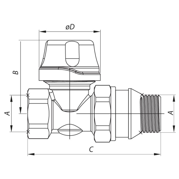 Кран термостатичний прямий 1/2" Koer KR.923-GI (KR2684) Кран термостатичний прямий 1/2" Koer KR.923-GI (KR2684)