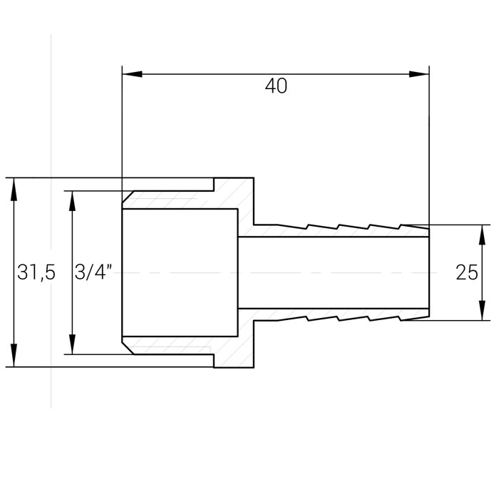Штуцер 3/4″З 25мм нікельований NU4L2S OPTIMUM Штуцер 3/4″З 25мм нікельований NU4L2S OPTIMUM