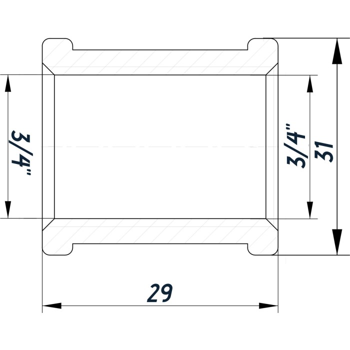 Муфта 3/4″ВВ нержавіюча SM441S OPTIMUM Муфта 3/4″ВВ нержавіюча SM441S OPTIMUM