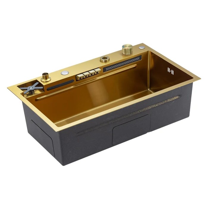 GS 7547-13 мийка PROFI 750*470 змішувач+сифон+ коланд.+дозатор+омивач склянк. (GOLD) {1/1} GS 7547-13 мийка PROFI 750*470 змішувач+сифон+ коланд.+дозатор+омивач склянк. (GOLD) {1/1}
