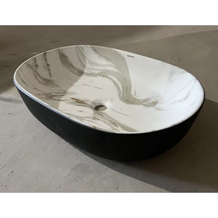 Раковина накладна MIXXUS PREMIUM ELLIPSE-0105 MARBLE-BLACK 600х400х150mm (MP6565) Раковина накладна MIXXUS PREMIUM ELLIPSE-0105 MARBLE-BLACK 600х400х150mm (MP6565)