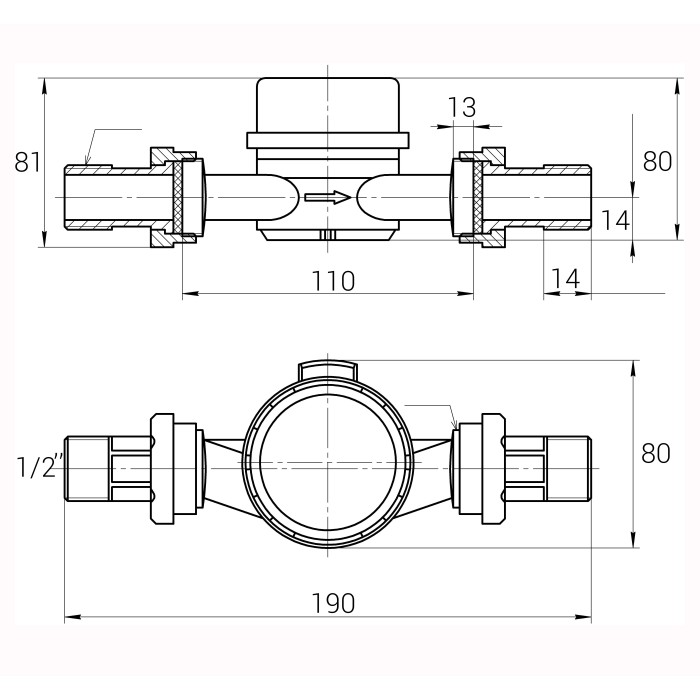 Лічильник гарячої води ECOSTAR DN15 1/2″ E-D R160 Лічильник гарячої води ECOSTAR DN15 1/2″ E-D R160
