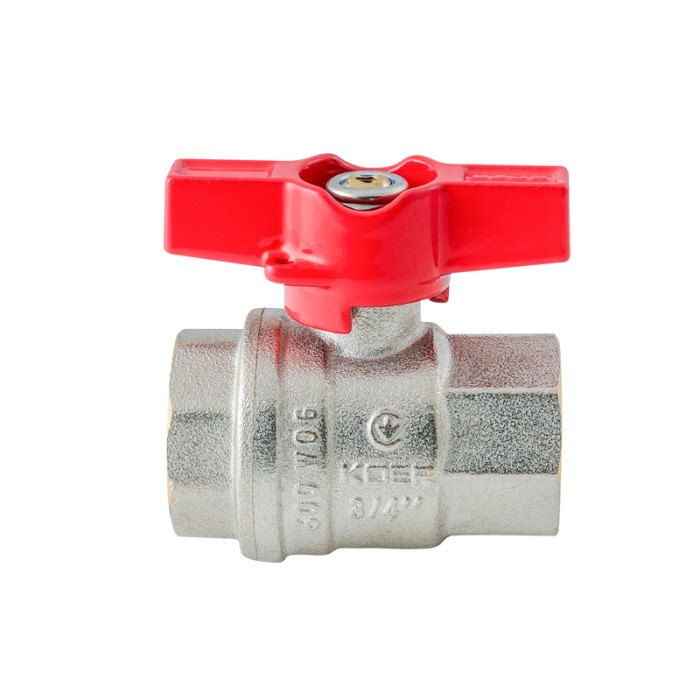 Кран кульовий ГГМ Koer Extreme KE.217-20 - 3/4" FF ручка "метелик" червона (KR5757) Кран кульовий ГГМ Koer Extreme KE.217-20 - 3/4" FF ручка "метелик" червона (KR5757)