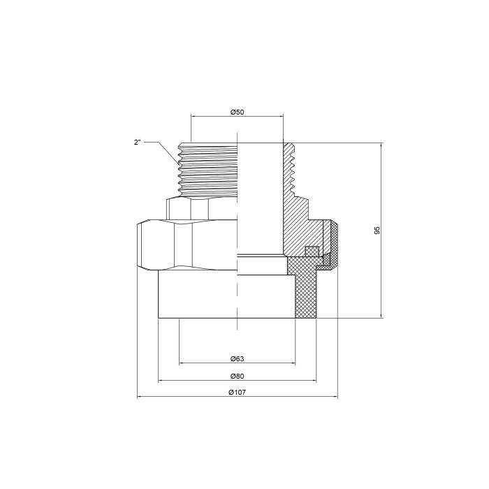 Згін "Американка" PPR Thermo Alliance 63х2" ЗР Згін "Американка" PPR Thermo Alliance 63х2" ЗР