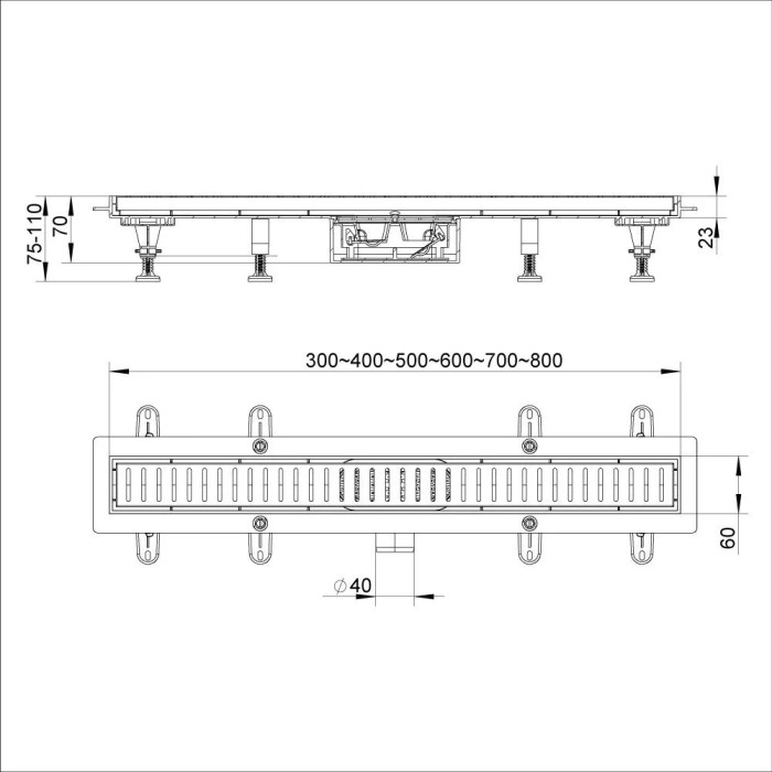 Душовий трап ITAL IT13-FT10/700, 700х70х67мм Душовий трап ITAL IT13-FT10/700, 700х70х67мм